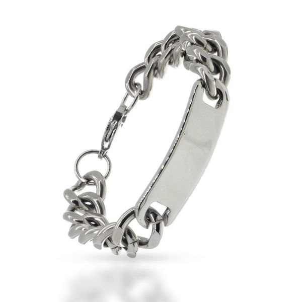 Edelstahlarmband mit Gravurplatte Stahl