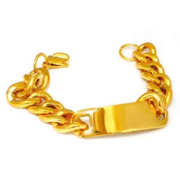Edelstahlarmband mit Gravurplatte Gold