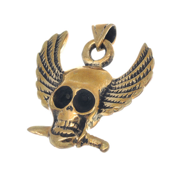 Bronze pendant - skull with wings and dagger