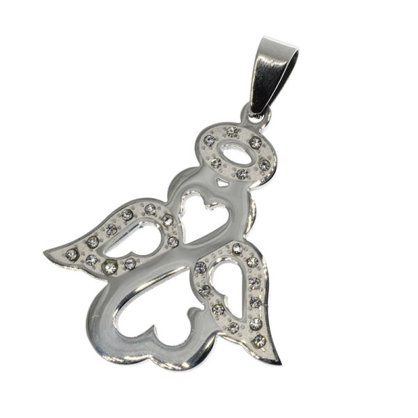 Stainless steel pendant angel with halo