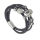 Lederarmband mit Edelstahl- Kugeln und Glitzersteine 2- Schwarz