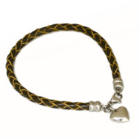 Lederarmband mit Edelstahl Braun