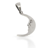 925 Sterling Silver Pendant – Flat Moon Face with...