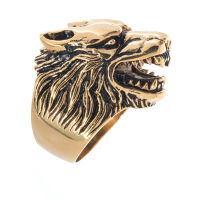 Stainless steel ring wolf head - PVD gold