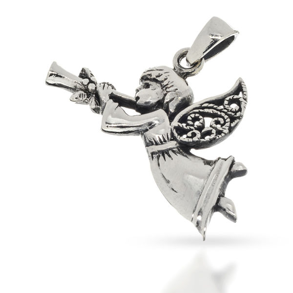 925 Sterling Silberanhänger - Engel mit Trompete "Andreas"
