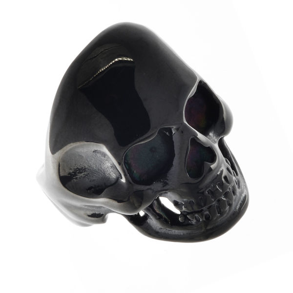 Stainless steel ring - skull PVD black 73 (23,1 Ø) 14 US