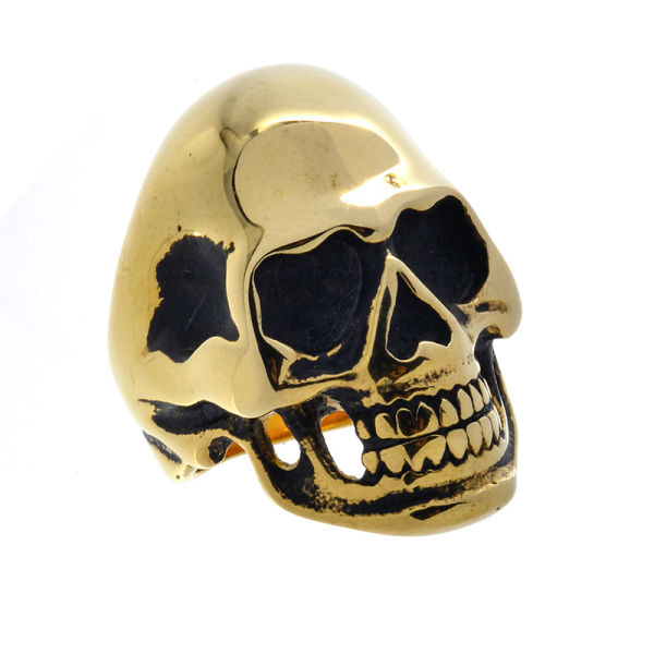Stainless steel ring - skull PVD gold 55 (17,5 Ø) 07 US