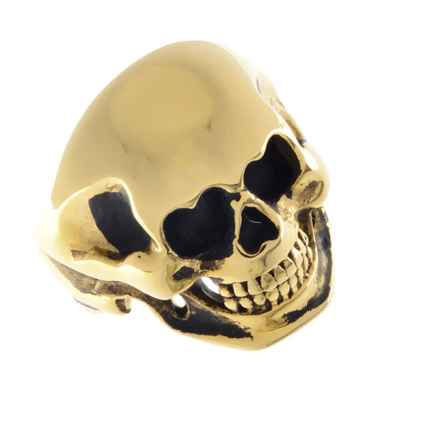 Edelstahlring - Totenkopf PVD-Gold 70 (22,2 Ø) 13 US