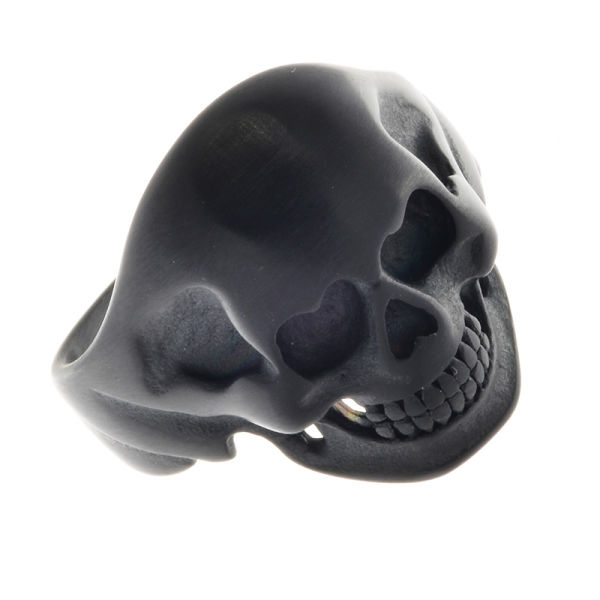 Edelstahlring - Totenkopf PVD-Schwarz 68 (21,6 Ø) 12 US