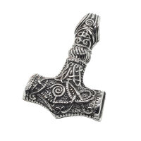 Stainless Steel Pendant – Luuvud Thor’s Hammer with Spiral and Knot Relief