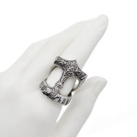 Edelstahlring - Thors Hammer mit Runen 63 (20,1 Ø) 10 US