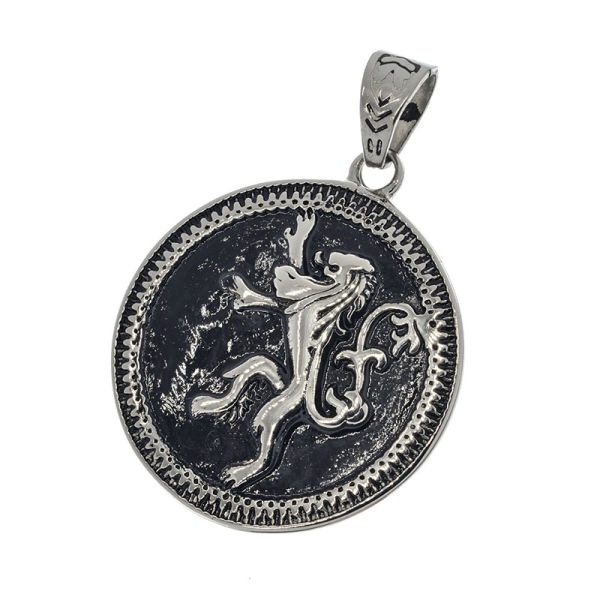 Stainless steel pendant - heraldic lion