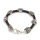 Edelstahl-Leder Armband mit Totenköpfen auf eisernem Kreuz