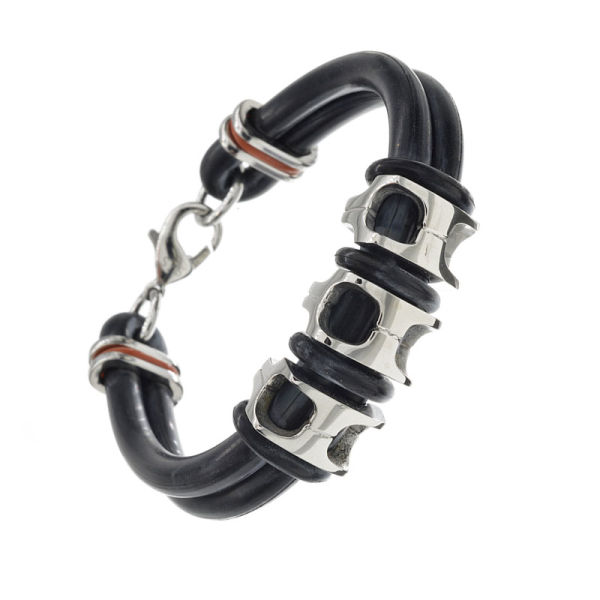 Vinyl Bracelet with Stainless Steel Elements
