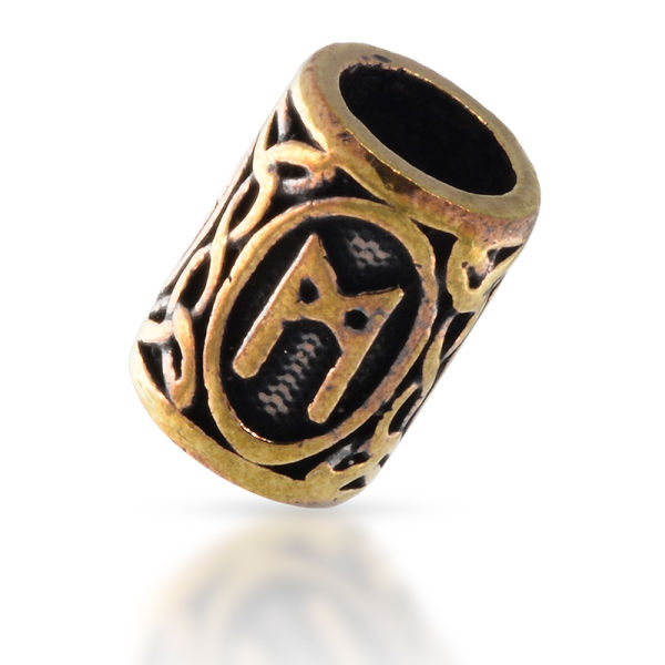Bronze Beard Bead - Futhark MANNAZ