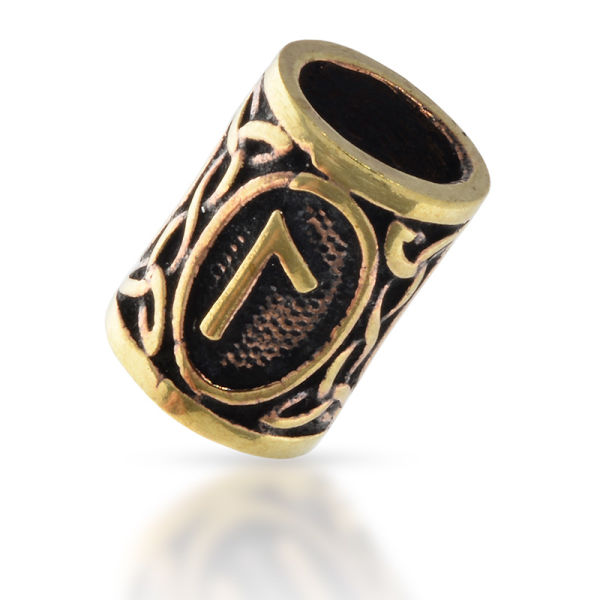 Bronze Beard Bead - Futhark LAGUZ