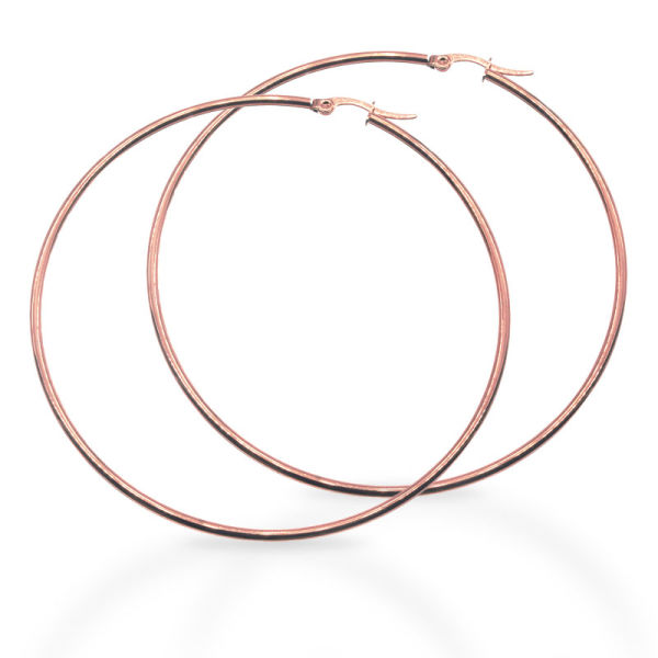 Stainless Steel Earrings - Hoops - PVD-Rosegold - 75 mm
