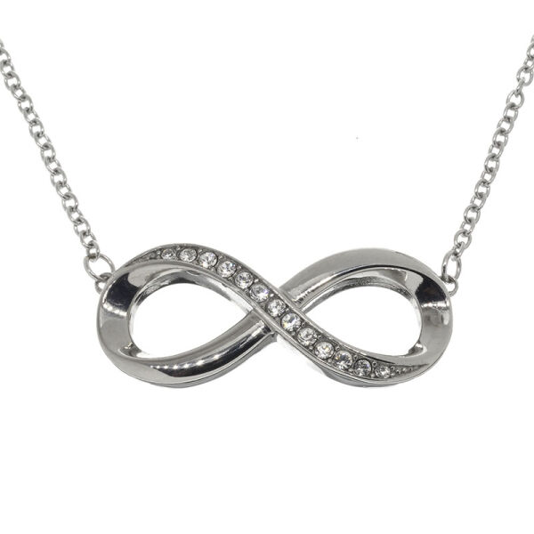 Stainless Steel Infinity Pendant, with Zirconias