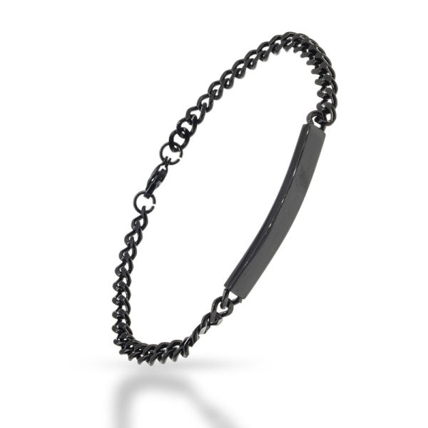 Edelstahlarmkette mit Gravurplatte schwarz