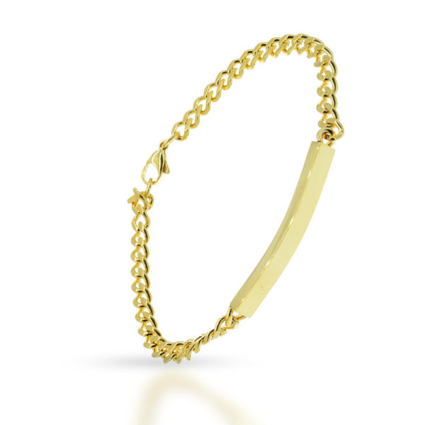 Edelstahlarmkette mit Gravurplatte goldfarben