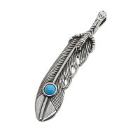 Stainless steel pendant - claw with feather and light...