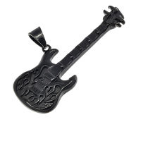 Edelstahlanhänger - schwarze Gitarre
