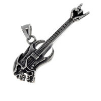 Edelstahlanhänger - Gitarre mit Hand und Alienkopf