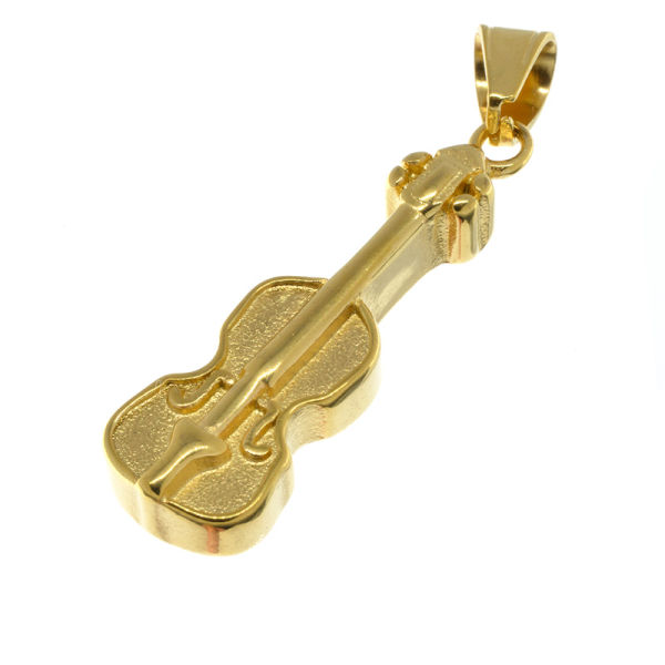 Edelstahlanhänger - Geige PVD-Gold