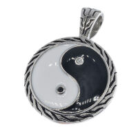 Stainless steel Pendant - Yin and Yang with Stones
