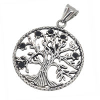 Stainless Steel Pendant Tree Of Life with Stones