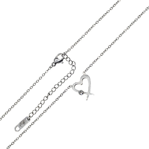 2 mm Edelstahlkette Ankerkette mit Herz-Anhänger und Stein