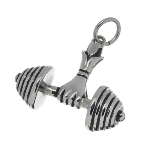 Stainless steel pendant - hand with dumbbell "Flex"