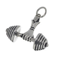 Stainless steel pendant - hand with dumbbell...
