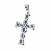 Stainless Steel Pendant – Ribbon Cross with Curved...