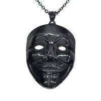 Edelstahlanhänger - Guy-Fawkes-Maske - PVD-Schwarz