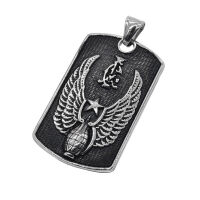 Stainless Steel Pendant - Dogtag with winged Grenade