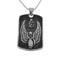 Stainless Steel Pendant - Dogtag with winged Grenade