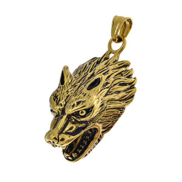 Stainless steel pendant - wolf head "Alvi"