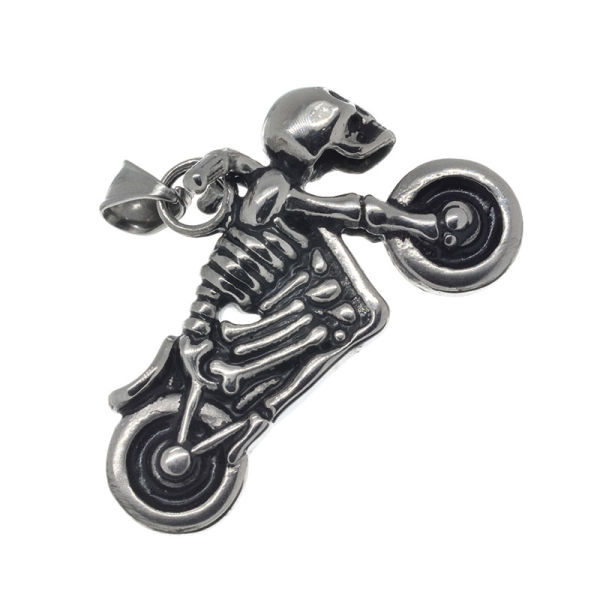 Edelstahlanhänger - Motorrad mit Skelett