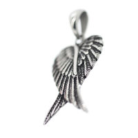 Stainless Steel Pendant – Small Crossed Wings