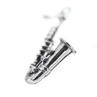 Stainless steel pendant - saxophone with mouthpiece