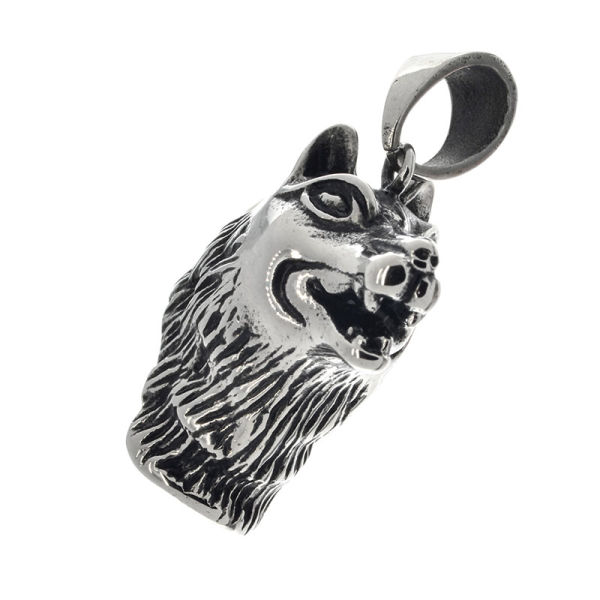Stainless steel pendant - wolf head "Fodos"