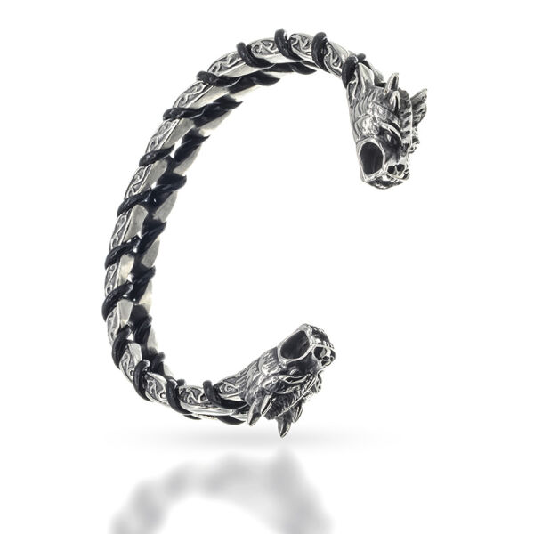 Stainless steel bangle - Fierce dragons