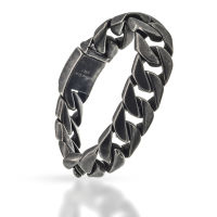 Stainless steel bracelet - blackened curb chain