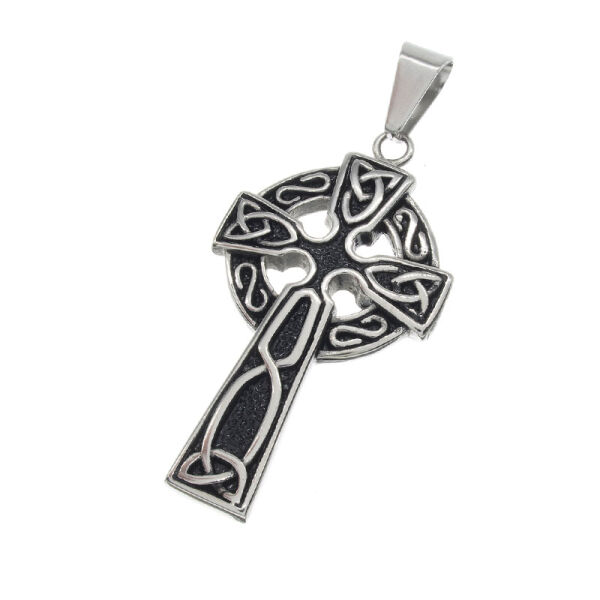 Stainless steel pendant - Celtic cross with Celtic knot