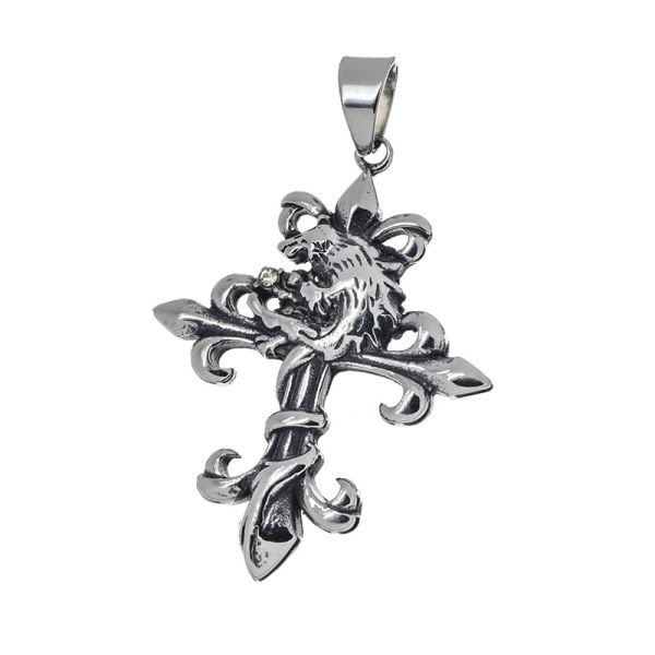 Edelstahlanhänger - Lilienkreuz - Ratte mit Diamand