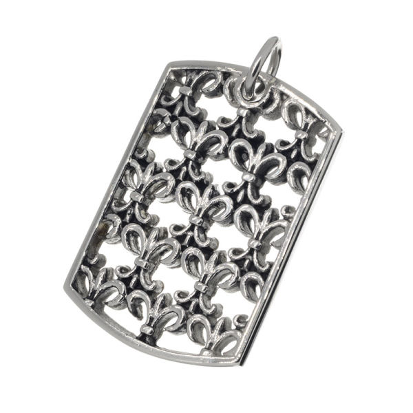 Edelstahlanhänger - Dogtag mit Lilien