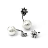Edelstahlohrring mit Perlen "Blume"