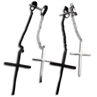 Edelstahlohrring - Doppeltes Kreuz