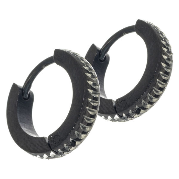 Stainless steel folding hoop earring - black PVD